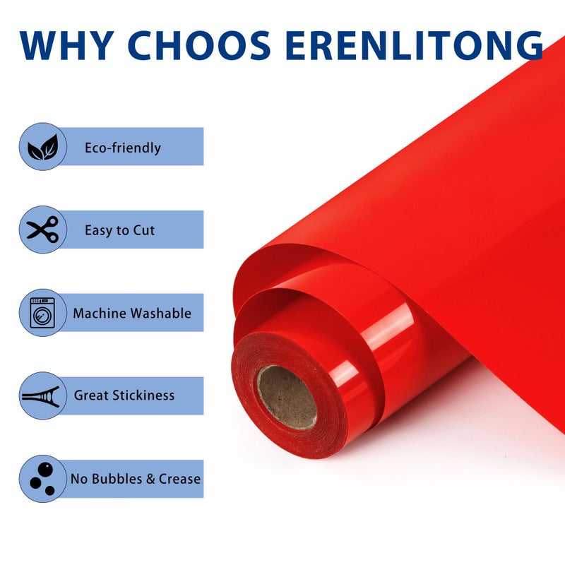 RENLITONG Red Iron on Vinyl 12Inch by 50ft Roll HTV Heat Transfer Vinyl for T-Shirt HTV Rolls for All Cutter Machine - Easy to Cut & Weed for Heat Transfer Design - Image 2